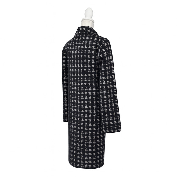 NVLT Black White Monochrome Plaid Stylish Heavyweight Mid Length Coat Size L - Picture 5 of 10